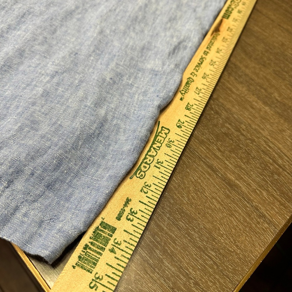Lands End 1X 100% Linen High Rise Wide Leg Crop Pants Blue Drawstring - Picture 10 of 11